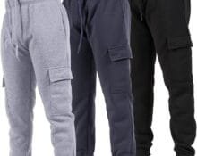 Ultra Performance 3 Pack Mens Sweatpants, Fleece Cargo Joggers for Men with Pockets