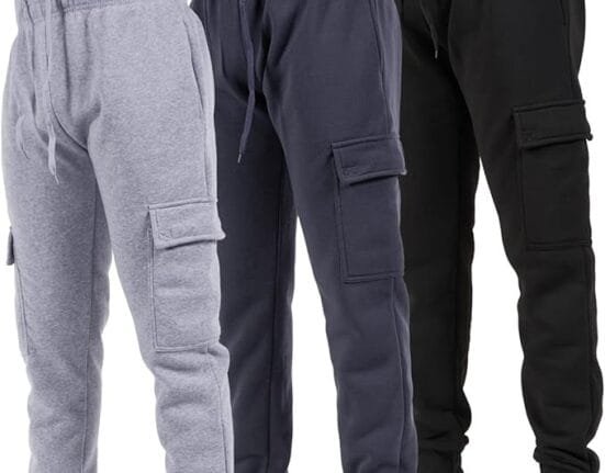 Ultra Performance 3 Pack Mens Sweatpants, Fleece Cargo Joggers for Men with Pockets